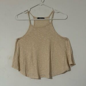 Final Touch Cream Tan Ribbed Crop Tank Top
